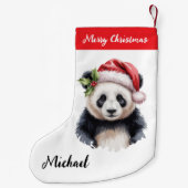 Personalized Merry Christmas Cute Panda Bear Kleiner Weihnachtsstrumpf (Rückseite)