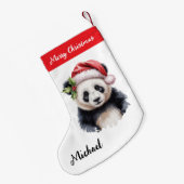 Personalized Merry Christmas Cute Panda Bear Kleiner Weihnachtsstrumpf (Rückseite (Hängend))