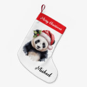 Personalized Merry Christmas Cute Panda Bear Kleiner Weihnachtsstrumpf (Vorderansicht (hängend))
