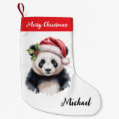Personalized Merry Christmas Cute Panda Bear Kleiner Weihnachtsstrumpf (Vorderseite)