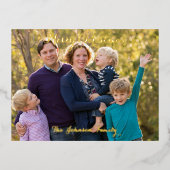 Personalized Merry Christmas Family Photo Holiday Folie Einladungspostkarte (Vorderseite)
