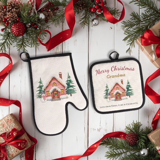 Personalized Merry Christmas Grandma Kitchen Set