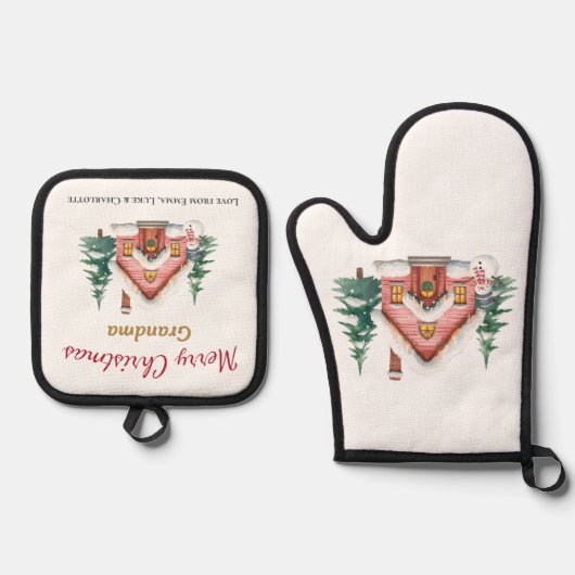 Personalized Merry Christmas Grandma Kitchen Set (Vorderseite)