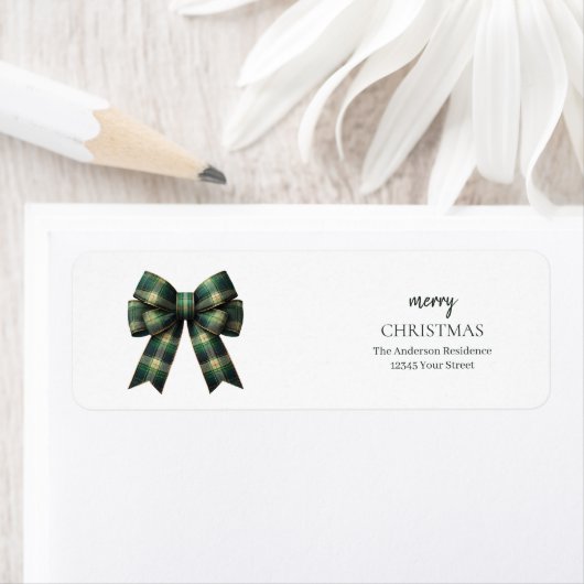 Personalized Merry Christmas | Green Plaid Bow (Insitu)