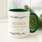 Personalized Merry Christmas Greenery Tasse