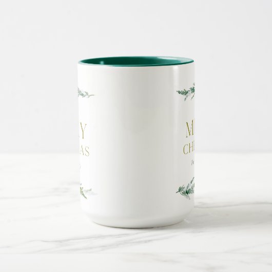 Personalized Merry Christmas Greenery Tasse (Zentrum)