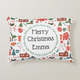 Personalized Merry Christmas Name Holiday Pillow Dekokissen