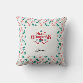 Personalized Merry Christmas Name Holiday Pillow Kissen