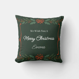 Personalized Merry Christmas Name Holiday Pillow Kissen