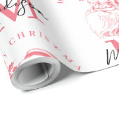 Personalized Merry Christmas Pink Santa Monogram Geschenkpapier (Rolleneckpunkt)