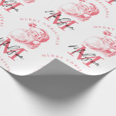 Personalized Merry Christmas Pink Santa Monogram Geschenkpapier (Ecke)