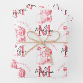 Personalized Merry Christmas Pink Santa Monogram Geschenkpapier Set (Beispiel)