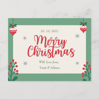 Personalized Merry Christmas Postcard Postkarte