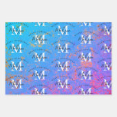 Personalized Merry Christmas Purple Gold Monogram Geschenkpapier Set (Vorderseite)