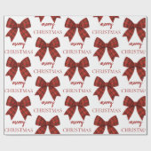 Personalized Merry Christmas | Red Plaid Bow Geschenkpapier (Flach)