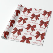 Personalized Merry Christmas | Red Plaid Bow Geschenkpapier (Ungerollt)