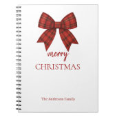 Personalized Merry Christmas | Red Plaid Bow Notizblock (Vorderseite)