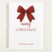 Personalized Merry Christmas | Red Plaid Bow Planer (Vorderseite)