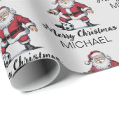 Personalized Merry Christmas Santa Claus Soccer    Geschenkpapier (Rolleneckpunkt)