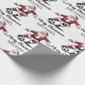 Personalized Merry Christmas Santa Claus Soccer Geschenkpapier (Ecke)