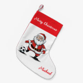 Personalized Merry Christmas Santa Claus Soccer Kleiner Weihnachtsstrumpf (Vorderansicht (hängend))