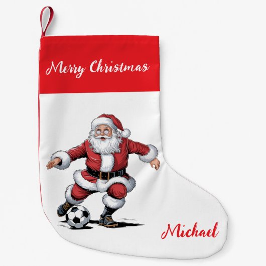 Personalized Merry Christmas Santa Claus Soccer    Kleiner Weihnachtsstrumpf (Vorderseite)