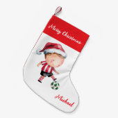 Personalized Merry Christmas Santa Claus Soccer    Kleiner Weihnachtsstrumpf (Vorderansicht (hängend))