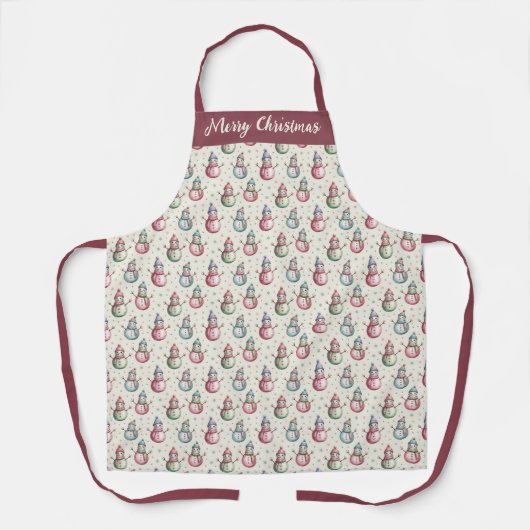 Personalized Merry Christmas Snowman Apron Schürze (Vorderseite)