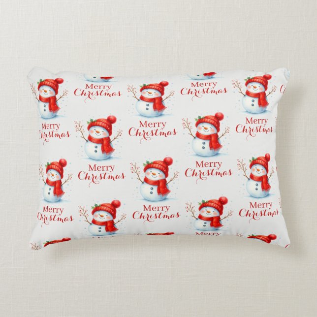 Personalized Merry Christmas Snowman Custom Year  Dekokissen (Vorderseite)