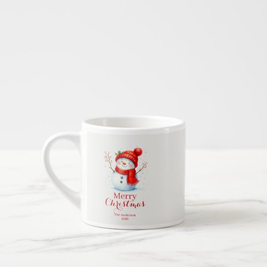Personalized Merry Christmas Snowman Custom Year Espressotasse (Links)