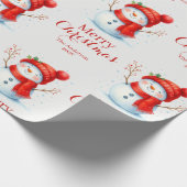 Personalized Merry Christmas Snowman Custom Year  Geschenkpapier (Ecke)