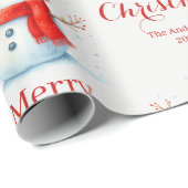Personalized Merry Christmas Snowman Custom Year  Geschenkpapier (Rolleneckpunkt)