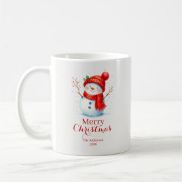 Personalized Merry Christmas Snowman Custom Year Kaffeetasse
