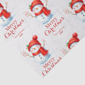 Personalized Merry Christmas Snowman Custom Year  Seidenpapier (Ausschnitt)