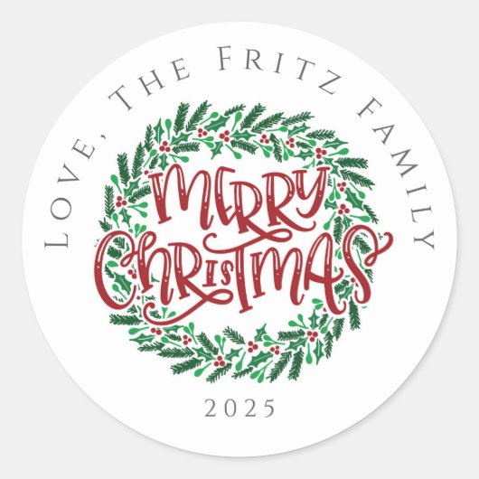 Personalized Merry Christmas Sticker Gift Tag (Vorderseite)