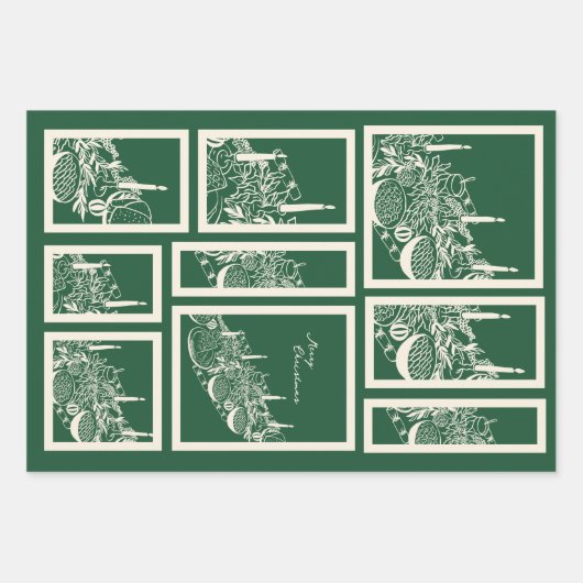 Personalized Merry Christmas Table Minimal Design Geschenkpapier Set (Vorderseite)