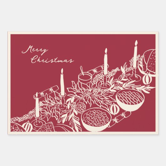 Personalized Merry Christmas Table Minimal Design Geschenkpapier Set (Vorderseite 3)