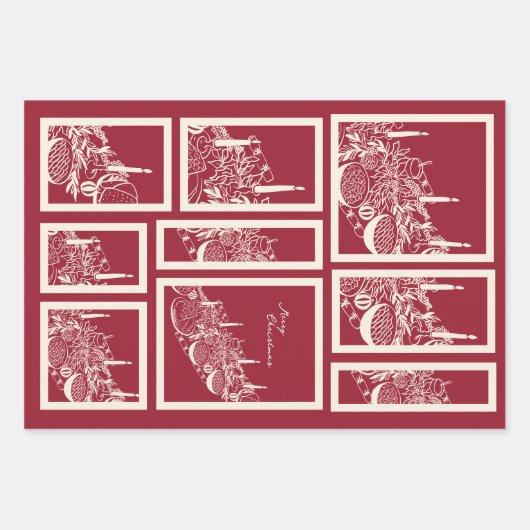 Personalized Merry Christmas Table Minimal Design Geschenkpapier Set (Vorderseite)