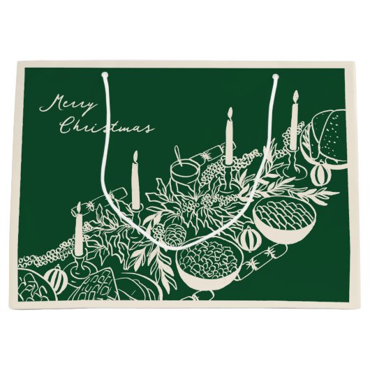 Personalized Merry Christmas Table Minimal Design Große Geschenktüte (Vorderseite)