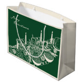 Personalized Merry Christmas Table Minimal Design Große Geschenktüte (Rückseite Schrägansicht)