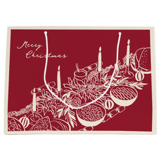 Personalized Merry Christmas Table Minimal Design Große Geschenktüte (Vorderseite)