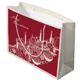 Personalized Merry Christmas Table Minimal Design Große Geschenktüte (Rückseite Schrägansicht)