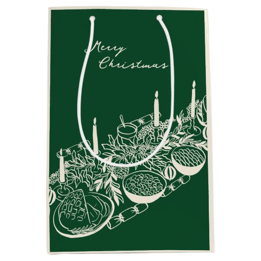 Personalized Merry Christmas Table Minimal Design  Mittlere Geschenktüte (Vorderseite)