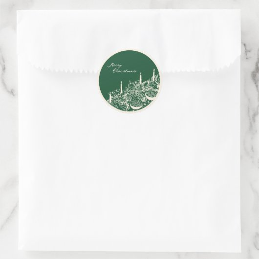 Personalized Merry Christmas Table Minimal Design Runder Aufkleber (Tasche)