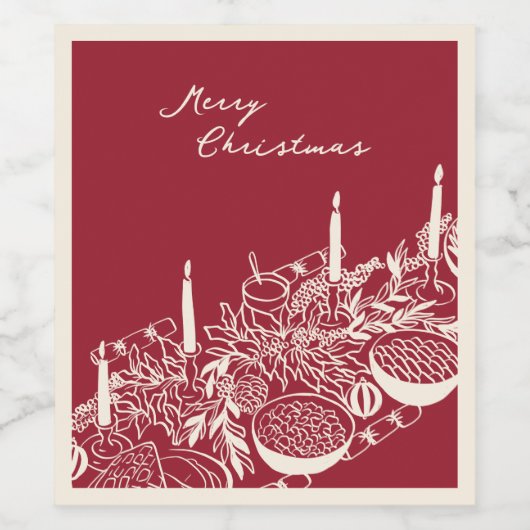 Personalized Merry Christmas Table Minimal Design  Weinetikett (Einzelnes Label)