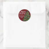 Personalized Merry Christmas Tree Holiday Runder Aufkleber (Tasche)
