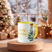 : Personalized Merry Christmas Tree Watercolor Mug Tasse