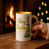 : Personalized Merry Christmas Tree Watercolor Mug Tasse