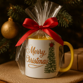 : Personalized Merry Christmas Tree Watercolor Mug Tasse