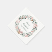 Personalized Merry Christmas Wreath Serviette (Ecke)